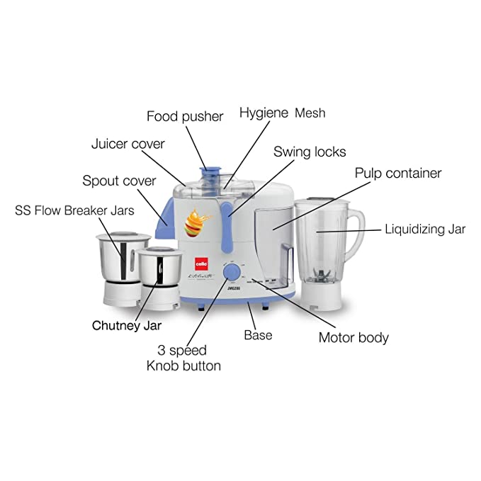 Cello 500W Juicer Mixer Grinder (Model: JMG-200) - Buy Online from Cherakulam Vessels & Crockery