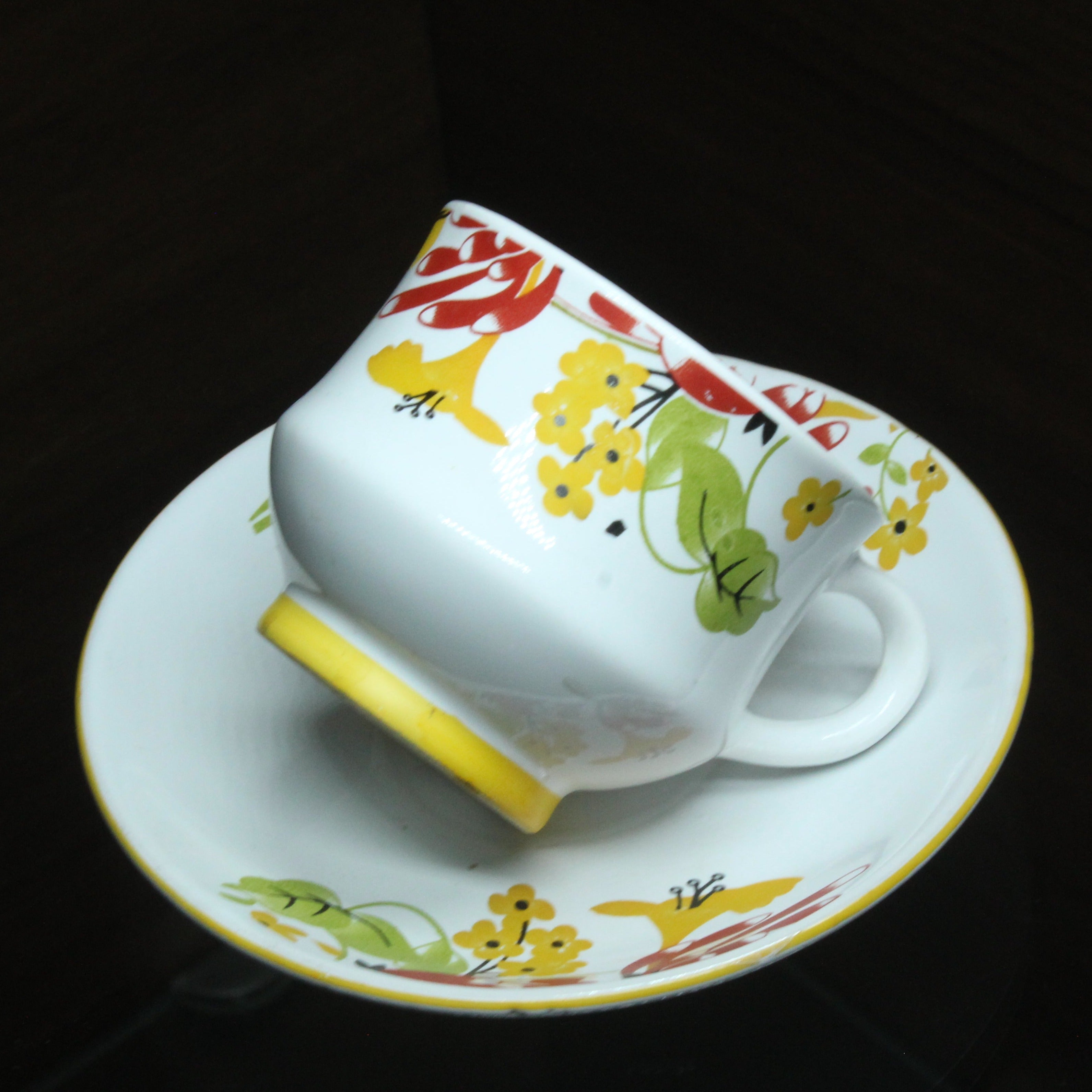 White Craft Cup And Saucer, Set Of 6 Nos - Buy Online from Cherakulam Vessels & Crockery