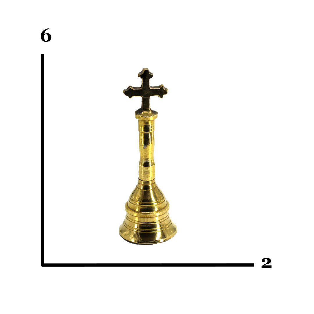 Cross Bell with Handle, 6 inches - Premium Brass from Cherakulam Vessels & Crockery - Just Rs. 216! Shop now at Cherakulam Vessels & Crockery